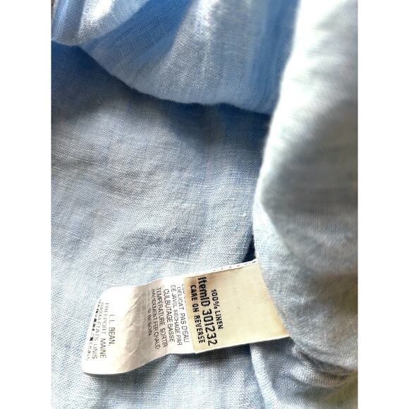L.L. Bean Women’s 100% Linen Lgt. Blue Button Up Blouse-Large - Picture 4 of 4